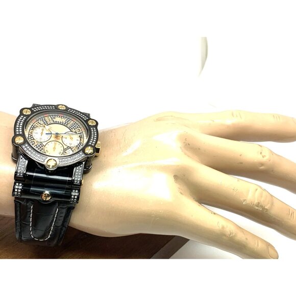 JBW Men's Watch JB-6215-10B 10 YR Anniversary Phantom 1.96ctw Diamond Quartz - Picture 4 of 14